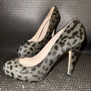 MIU MIU Leopard Print Pony Hair Gray Black Pumps Heels Women’s Size 9.5 (39.5)